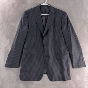 Ermenegildo Zegna Blazer Mens Size 56R Gray Pinstripe Roma Barneys New York